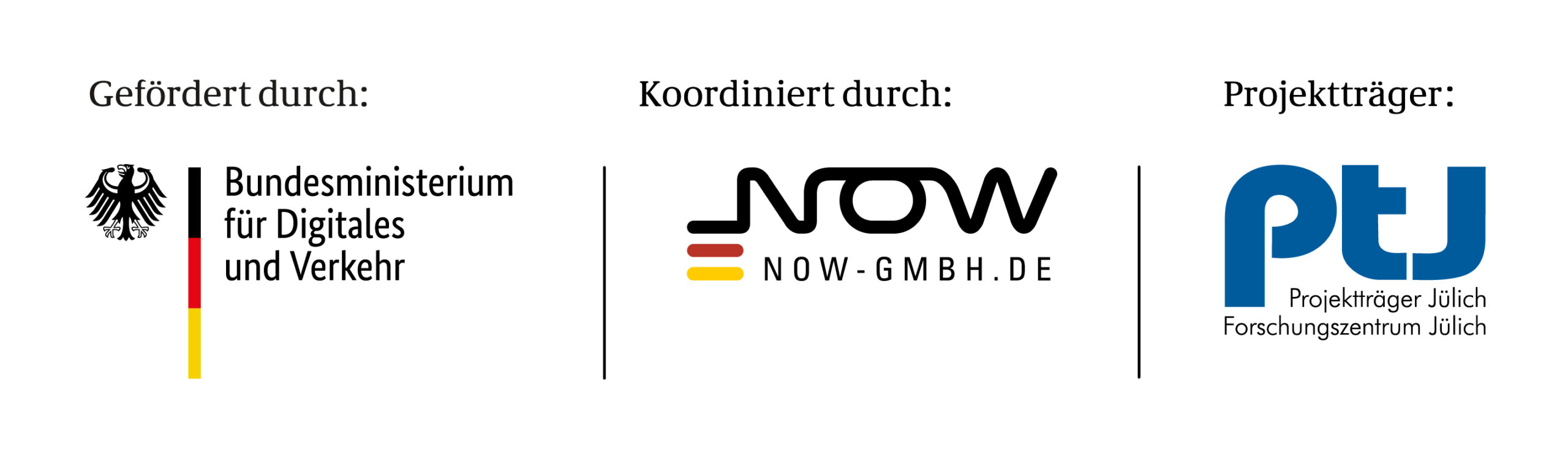 Bundesministerium für Digitales und Verkehr, NOW GmbH, Projektträger Jülich (PtJ)